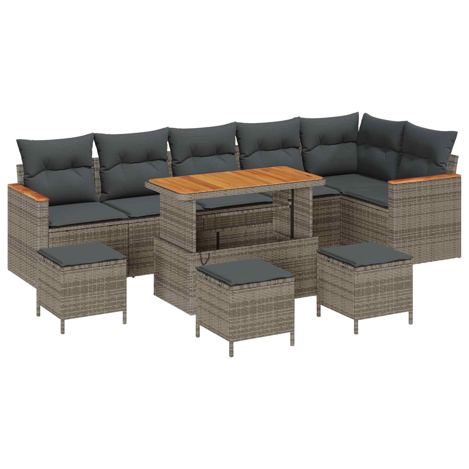 Set Divano da Giardino 10 pcs Grigio polyrattan | homemem39