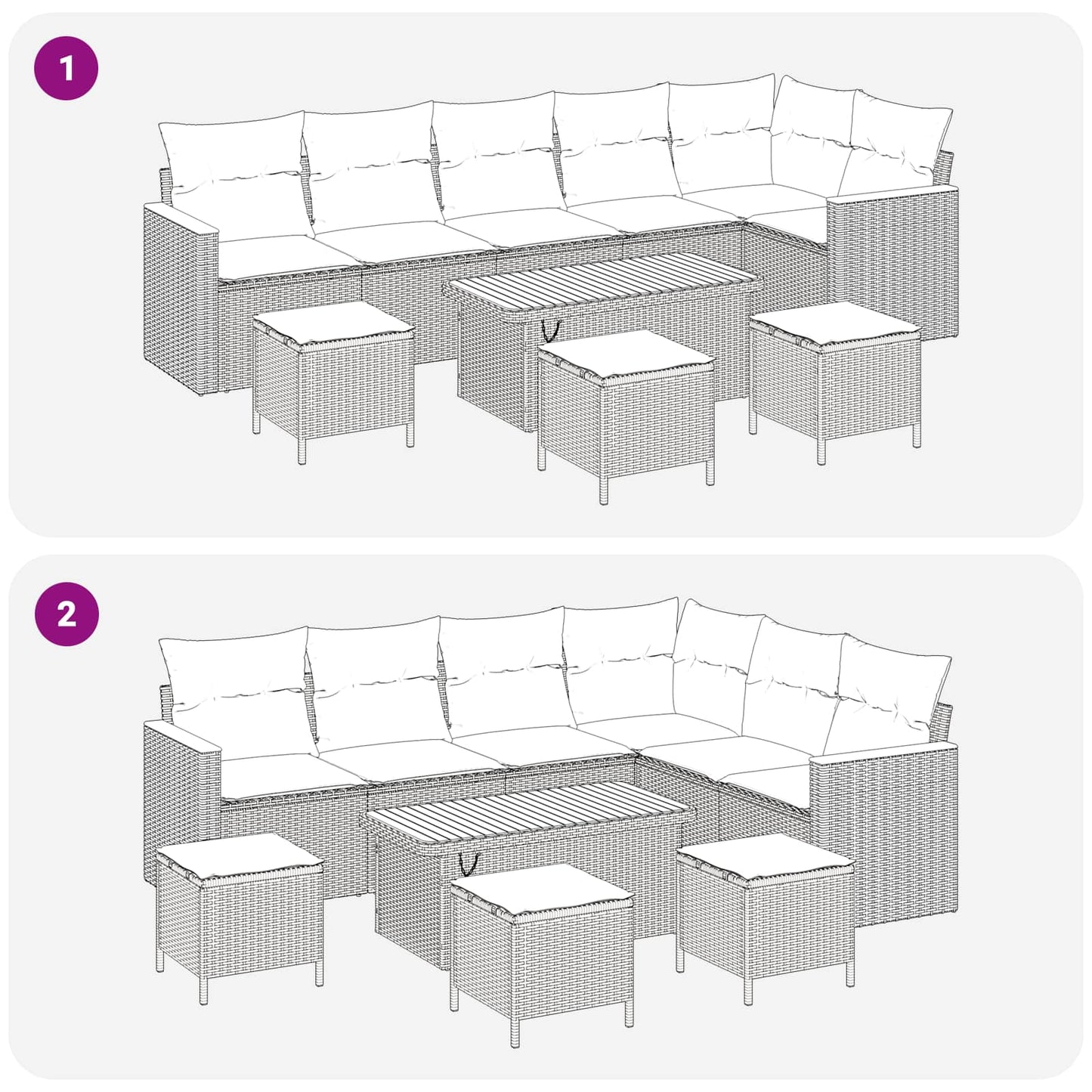 Set Divano da Giardino 10 pcs Grigio polyrattan | homemem39