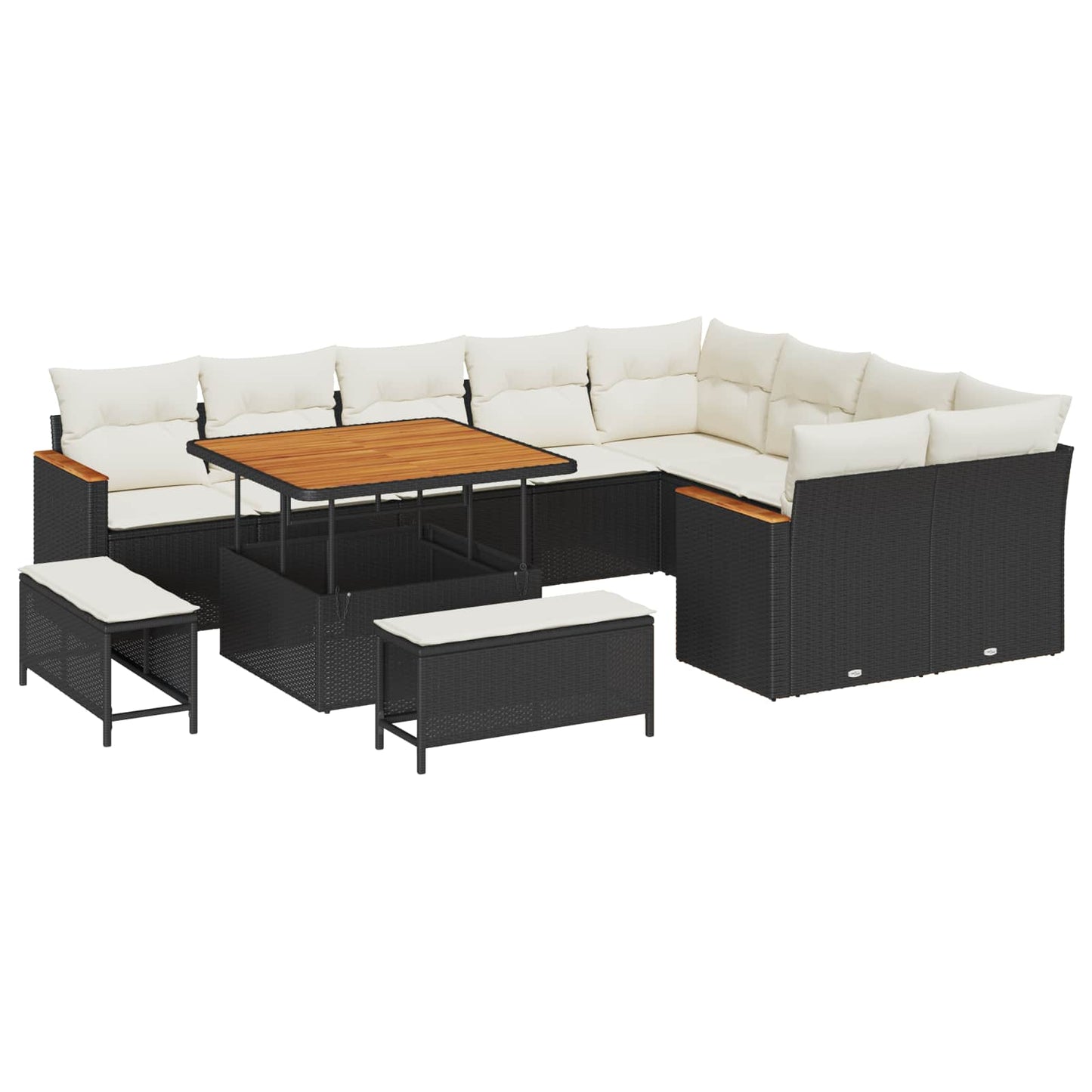 Set Divano da Giardino 12 pcs Nero polyrattan | homemem39