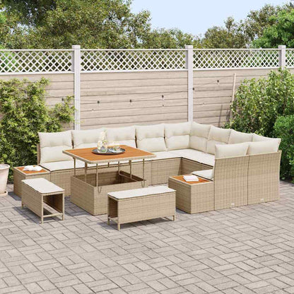 Set Divano da Giardino con cuscino 12 pcs Beige Poly Rattan - homemem39