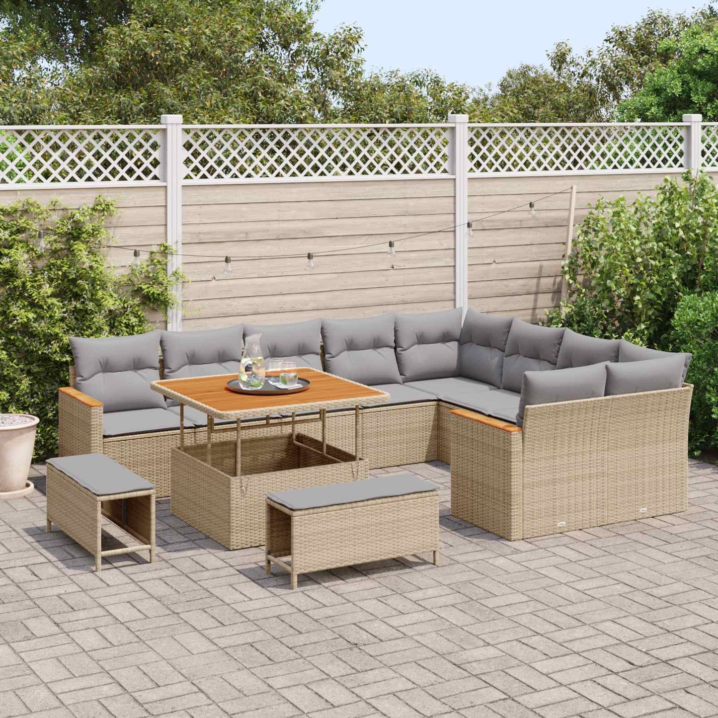 Set Divano da Giardino 12 pcs Beige polyrattan | homemem39