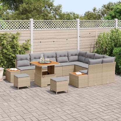 Set Divano da Giardino con cuscino 12 pcs Beige Poly Rattan - homemem39