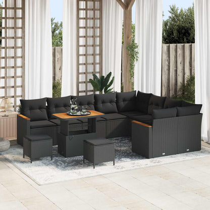 Set Divano da Giardino 12 pz Nero polyrattan | homemem39