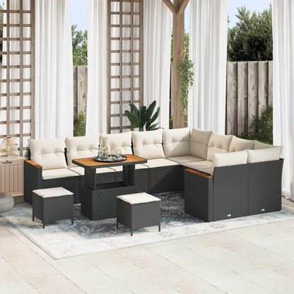 Set Divano da Giardino 12 pcs Nero polyrattan | homemem39