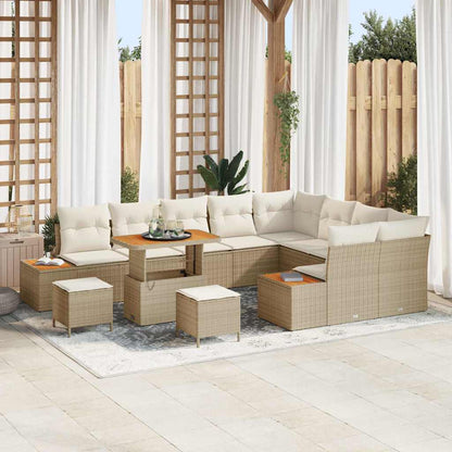 Set Divano da Giardino con cuscino 12 pcs Beige Poly Rattan - homemem39