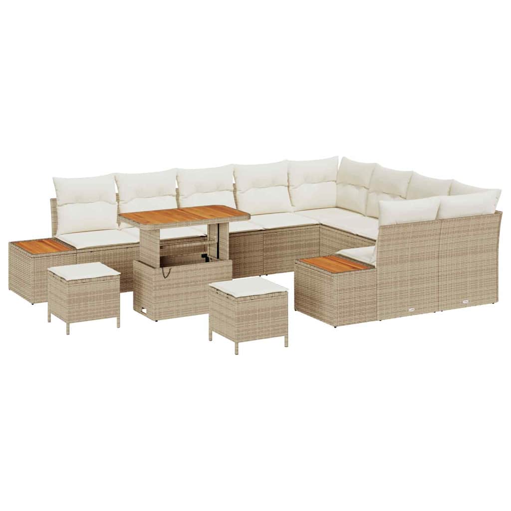 Set Divano da Giardino con cuscino 12 pcs Beige Poly Rattan - homemem39
