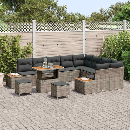 Set Divano da Giardino con cuscino 12 pcs Grigio Poly Rattan - homemem39