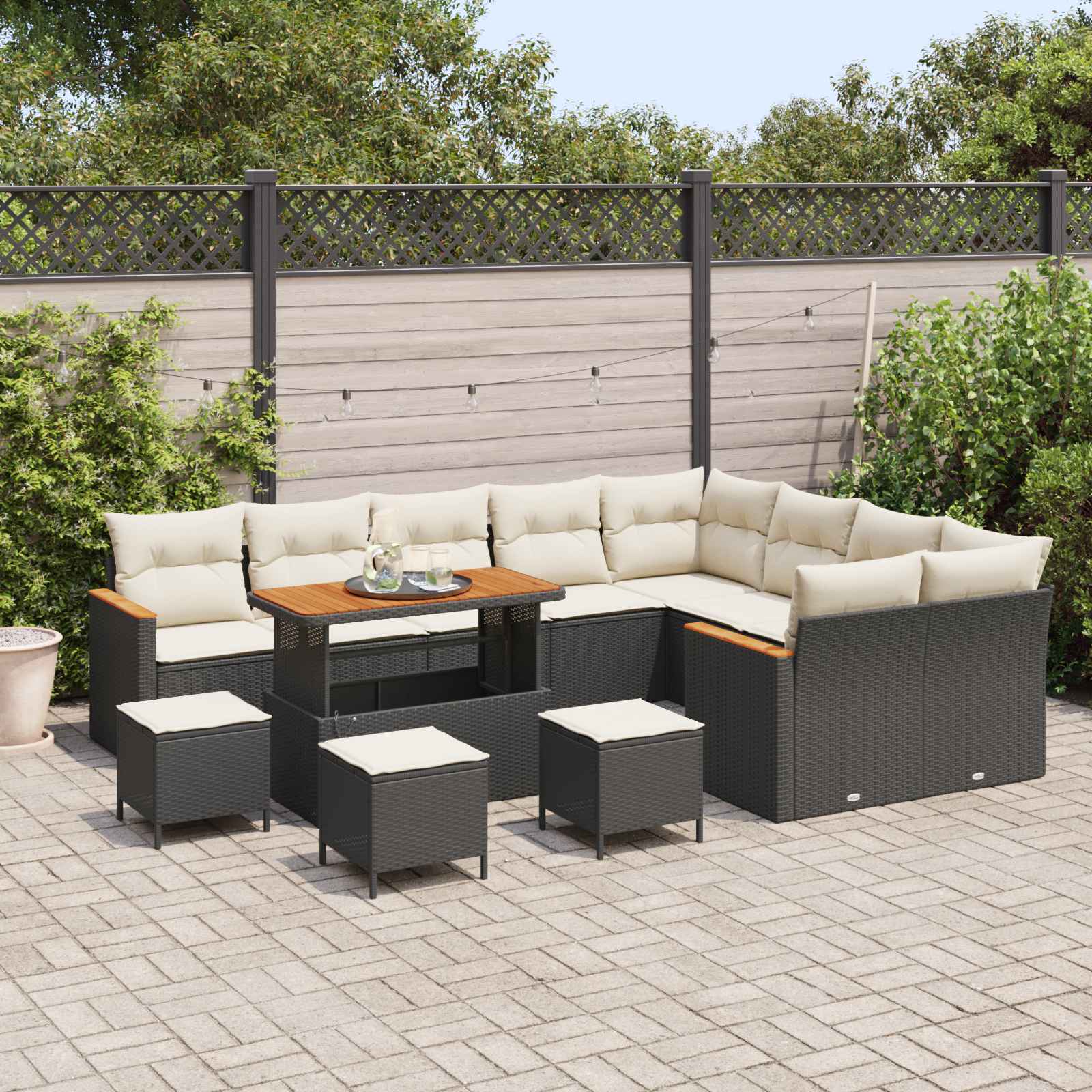 Set Divano da Giardino 13 pcs Nero polyrattan | homemem39