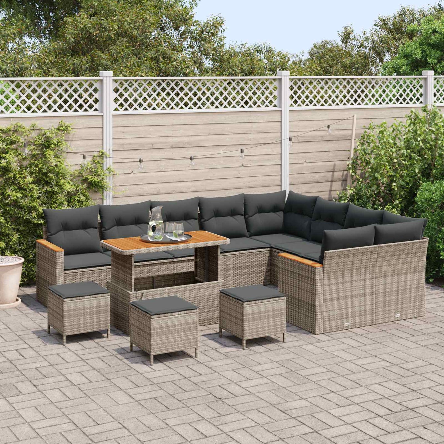Set Divano da Giardino 13 pcs Grigio polyrattan | homemem39