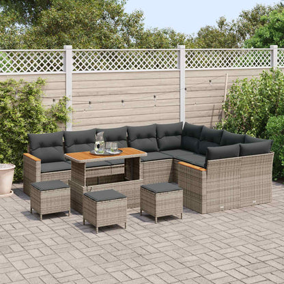 Set Divano da Giardino 13 pcs Grigio polyrattan | homemem39