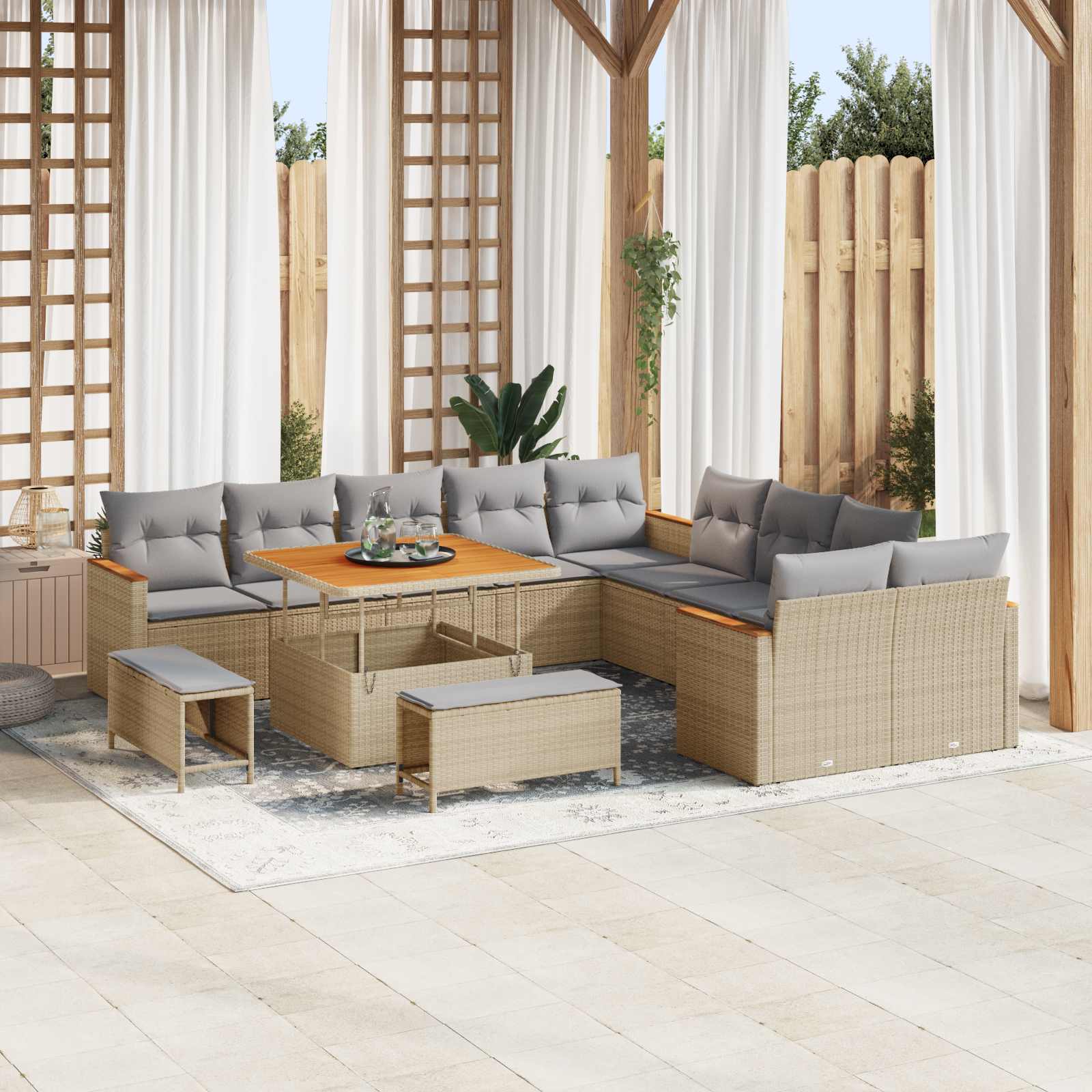 Set Divano da Giardino 13 pcs Beige polyrattan | homemem39