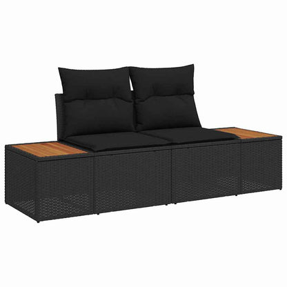 Set Divano da Giardino con cuscino 13 pcs Nero Poly Rattan