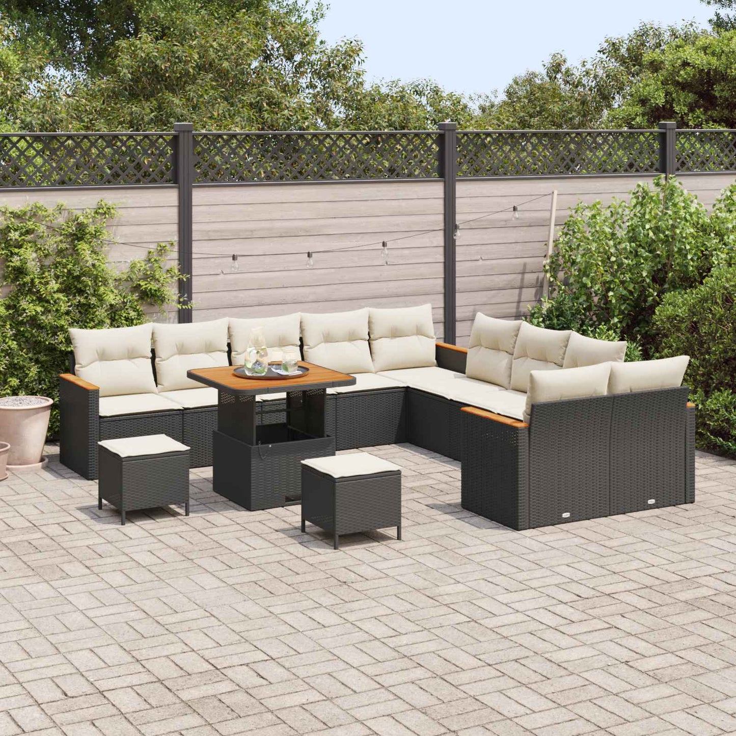 Set Divano da Giardino 13 pcs Nero polyrattan | homemem39