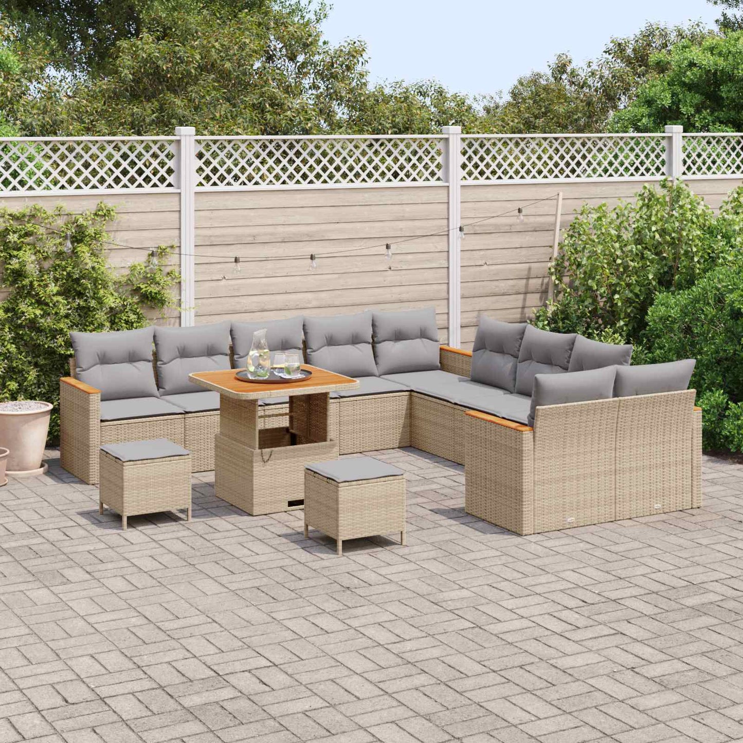 Set Divano da Giardino 13 pcs Beige polyrattan | homemem39