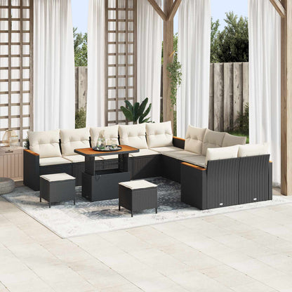 Set Divano da Giardino 13 pcs Nero polyrattan | homemem39