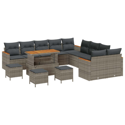 Set Divano da Giardino 14 pcs Grigio polyrattan | homemem39