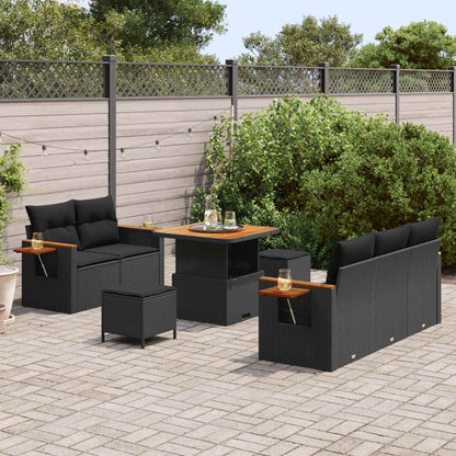 Set Divano da Giardino 8 pz Nero polyrattan | homemem39