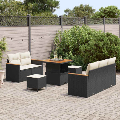 Set Divano da Giardino con cuscino 8 pcs Nero Poly Rattan - homemem39