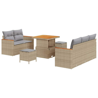 Set Divano da Giardino con cuscino 8 pcs Beige Poly Rattan - homemem39