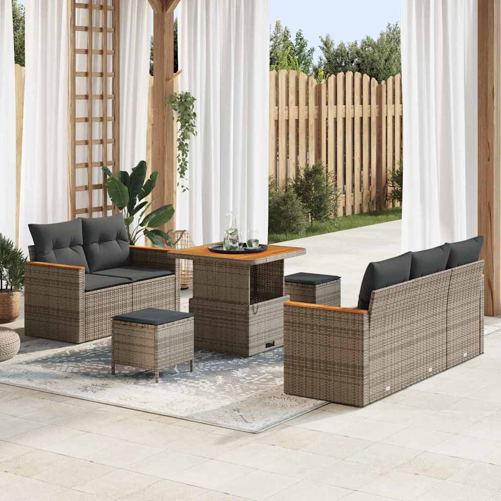Set Divano da Giardino 8 pcs Grigio polyrattan