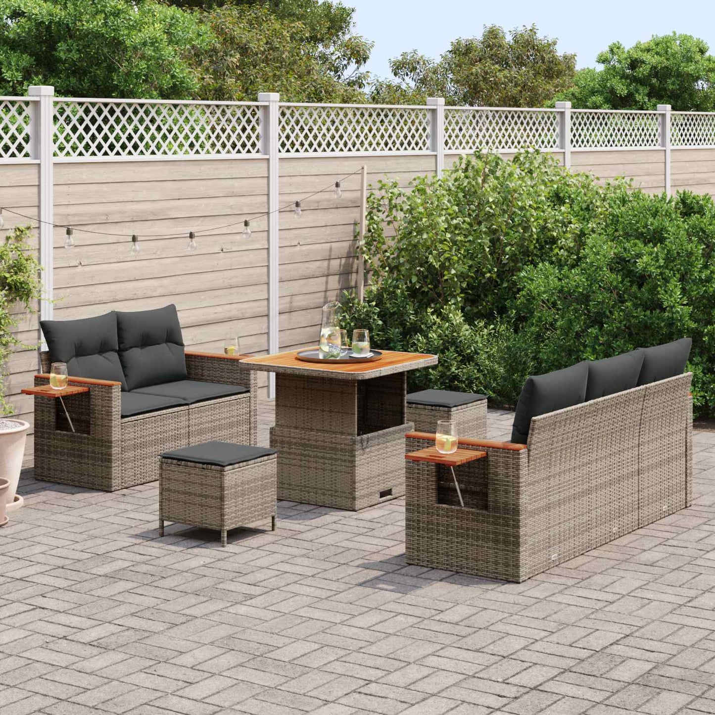 Set Divano da Giardino 8 pcs Grigio polyrattan | homemem39