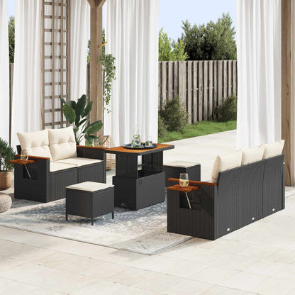 Set Divano da Giardino 8 pcs Nero polyrattan