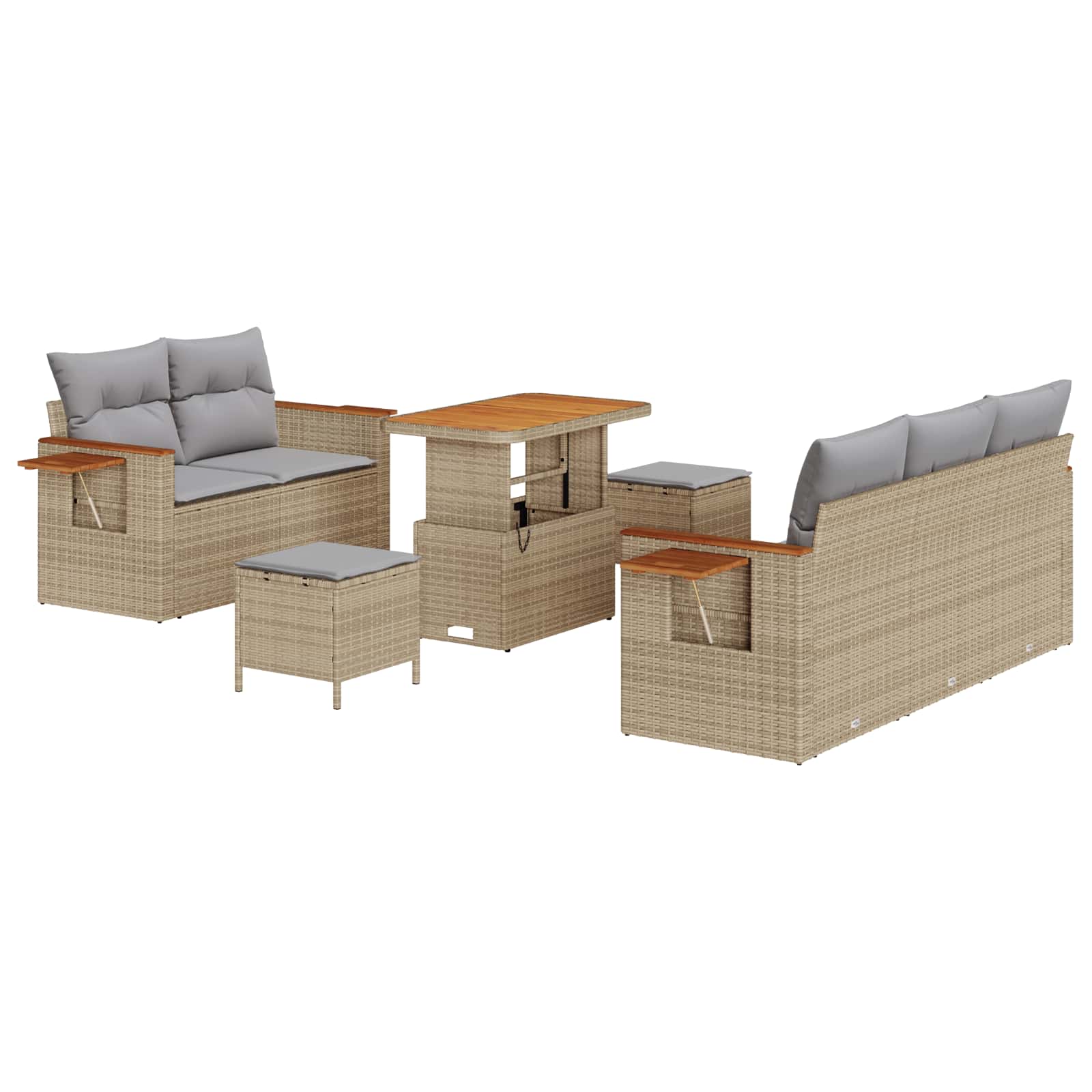Set Divano da Giardino 8 pcs Beige polyrattan | homemem39