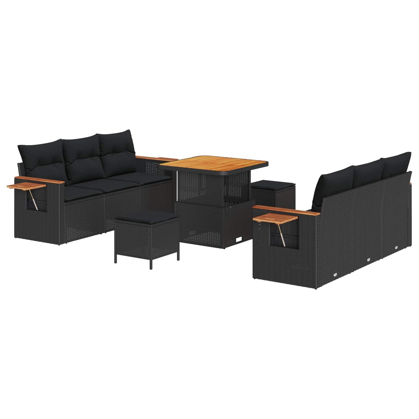 Set Divano da Giardino 9 pz Nero polyrattan | homemem39