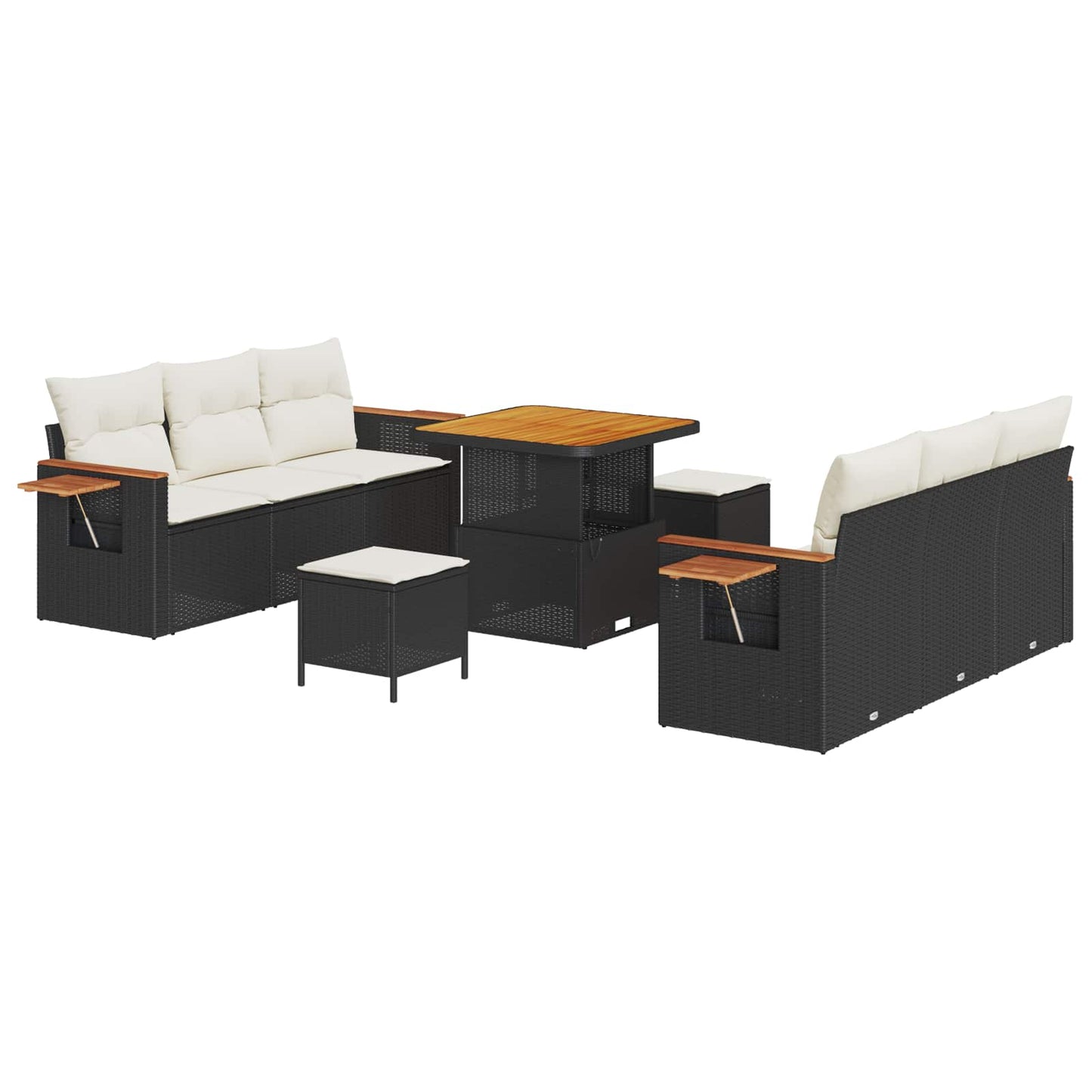 Set Divano da Giardino 9 pcs Nero polyrattan | homemem39
