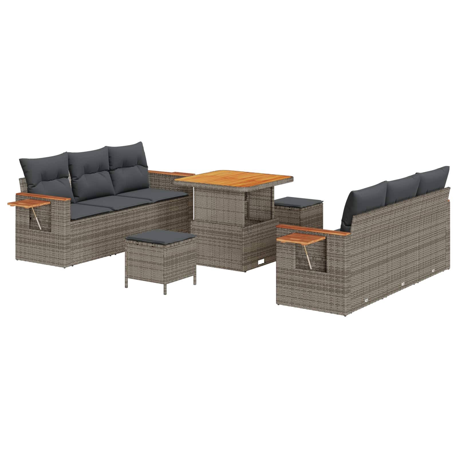 Set Divano da Giardino 9 pcs Grigio polyrattan | homemem39