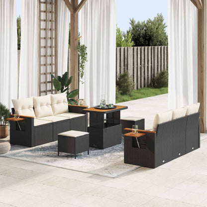 Set Divano da Giardino 9 pcs Nero polyrattan | homemem39