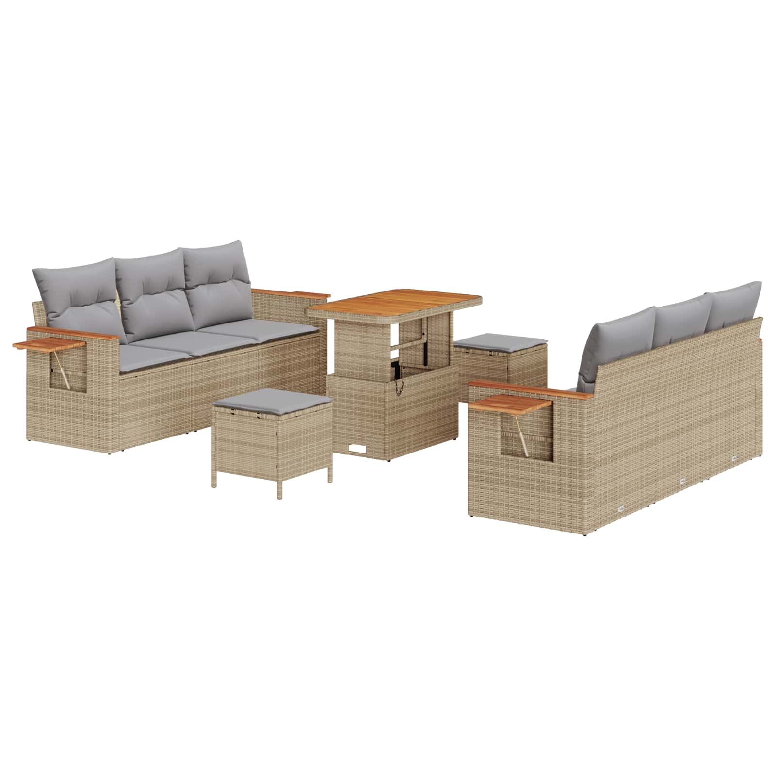 Set Divano da Giardino 9 pcs Beige polyrattan | homemem39