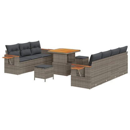 Set Divano da Giardino 10 pcs Grigio polyrattan | homemem39