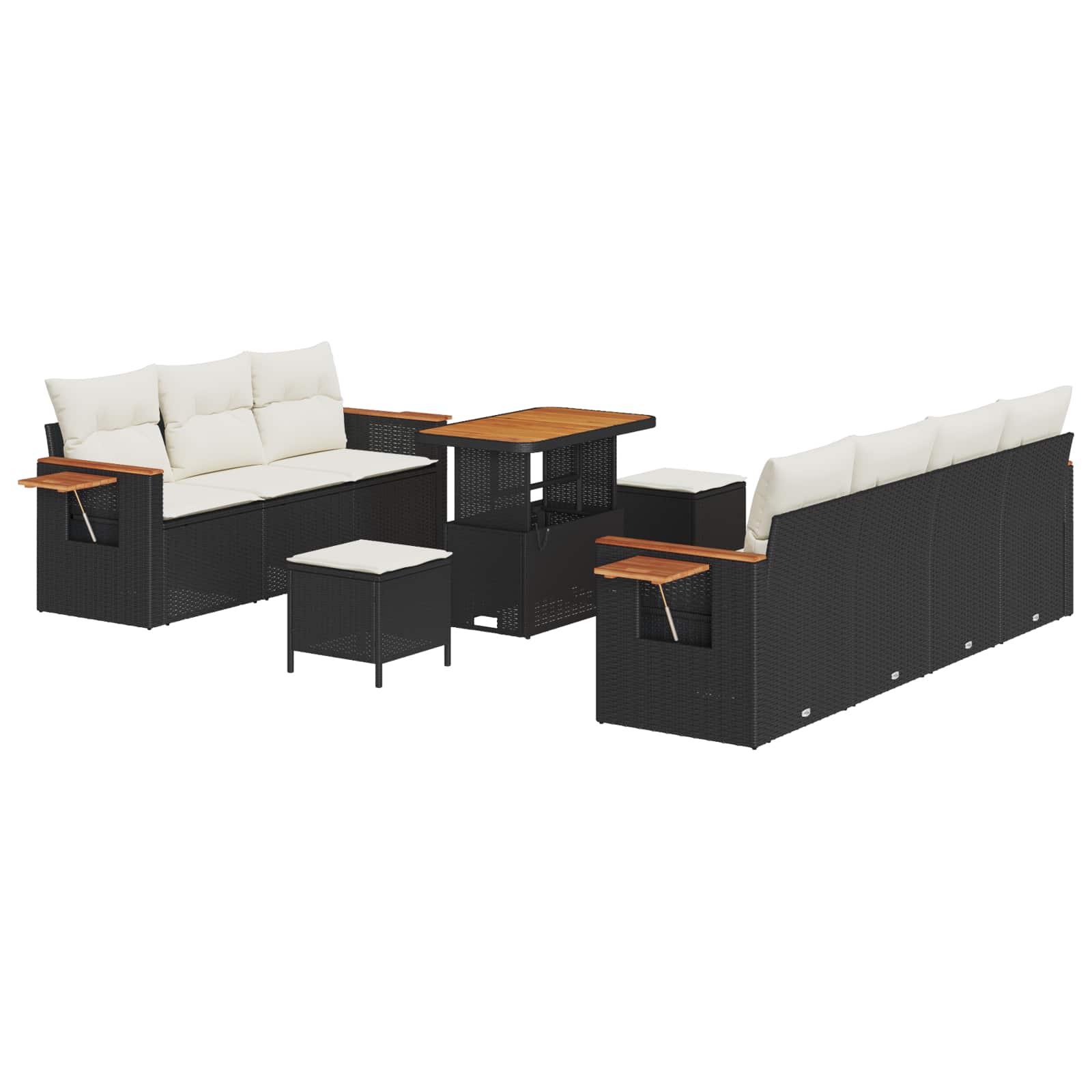 Set Divano da Giardino 10 pcs Nero polyrattan | homemem39