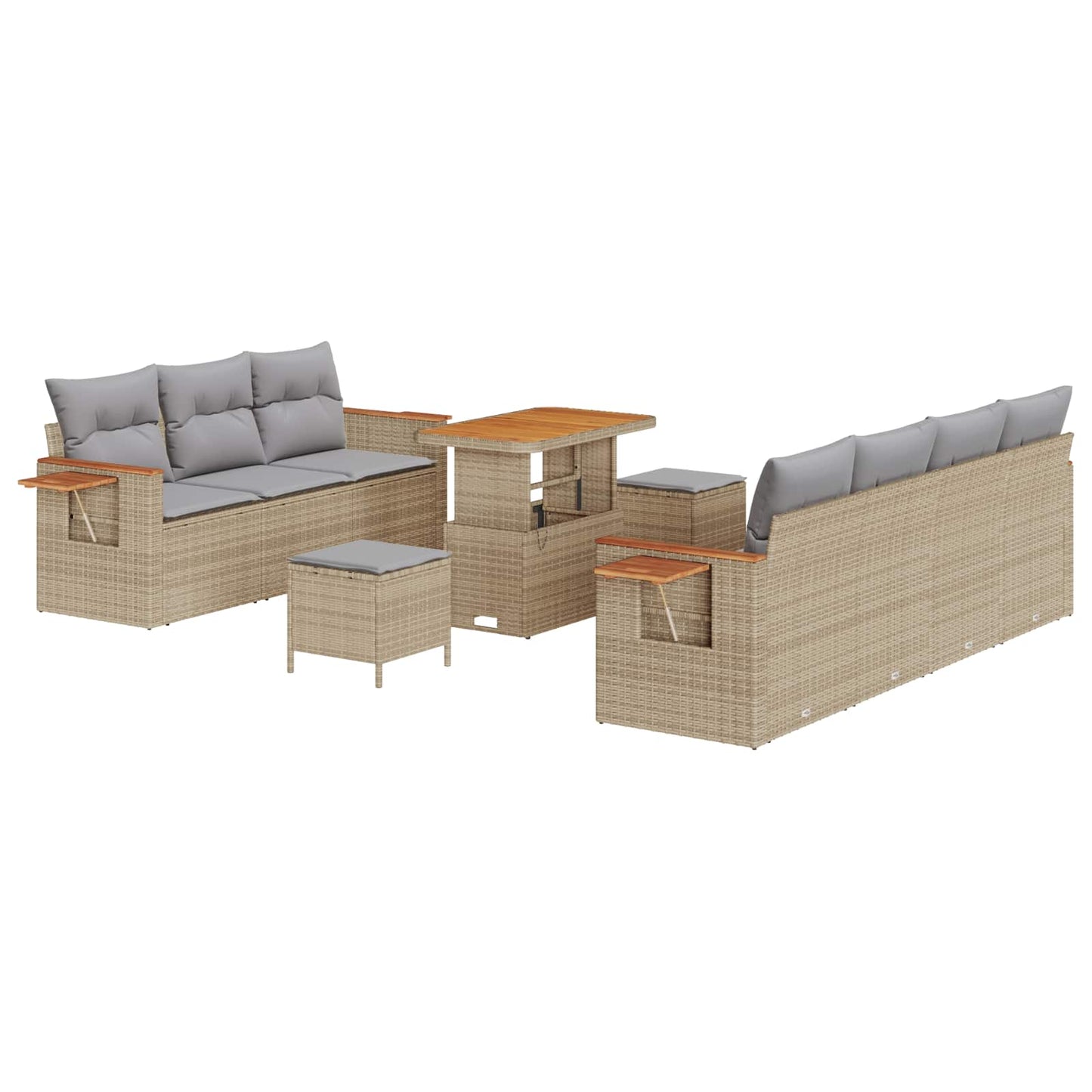 Set Divano da Giardino 10 pcs Beige polyrattan | homemem39