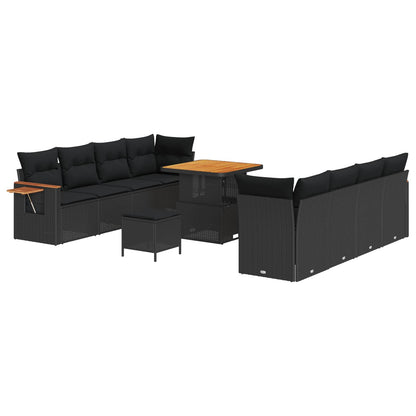 Set Divano da Giardino 11 pcs Nero polyrattan | homemem39