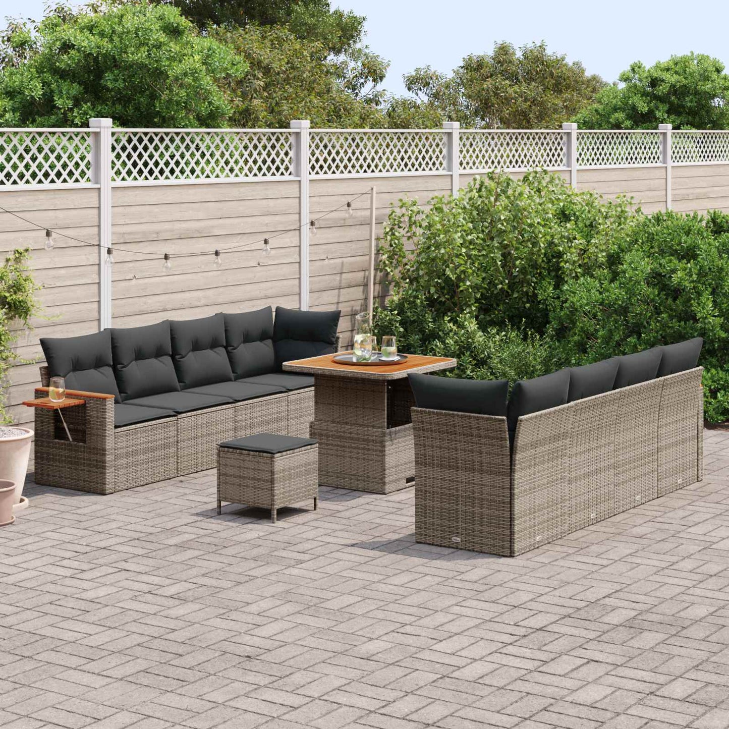 Set Divano da Giardino 11 pcs Grigio polyrattan | homemem39