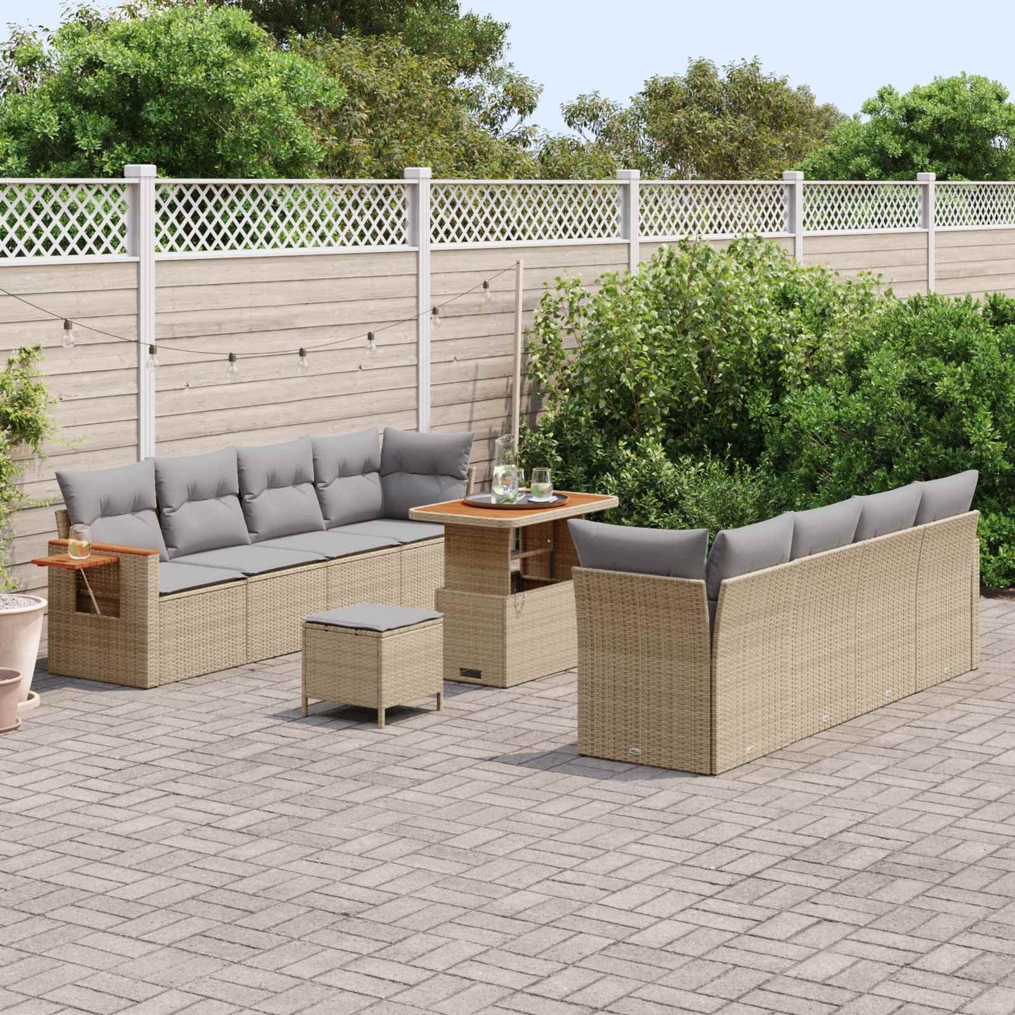 Set Divano da Giardino 11 pcs Beige polyrattan | homemem39