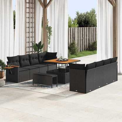 Set Divano da Giardino 11 pcs Nero polyrattan | homemem39