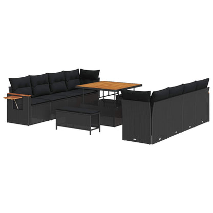 Set Divano da Giardino 11 pcs Nero polyrattan | homemem39