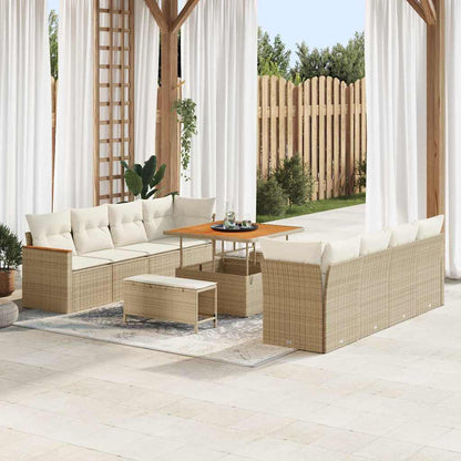 Set Divano da Giardino con cuscino 11 pcs Beige Poly Rattan - homemem39