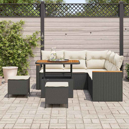 Set Divano da Giardino con cuscino 8 pcs Nero Poly Rattan - homemem39