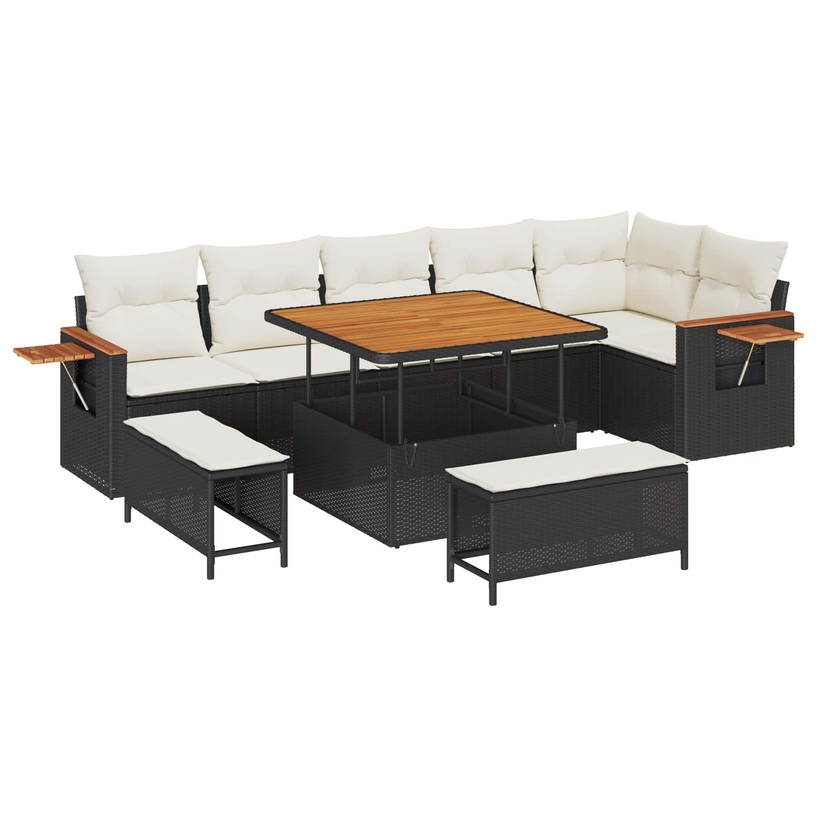 Set Divano da Giardino 9 pcs Nero polyrattan | homemem39