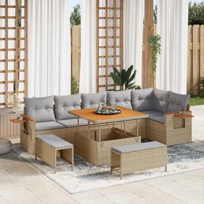 Set Divano da Giardino 9 pcs Beige polyrattan | homemem39