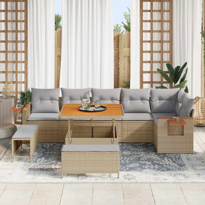 Set Divano da Giardino 9 pcs Beige polyrattan | homemem39