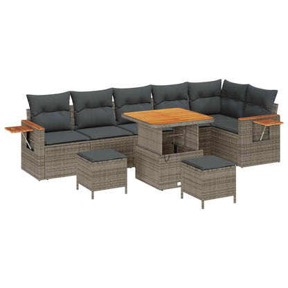Set Divano da Giardino 9 pcs Grigio polyrattan | homemem39