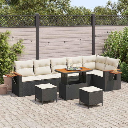 Set Divano da Giardino 9 pcs Nero polyrattan | homemem39