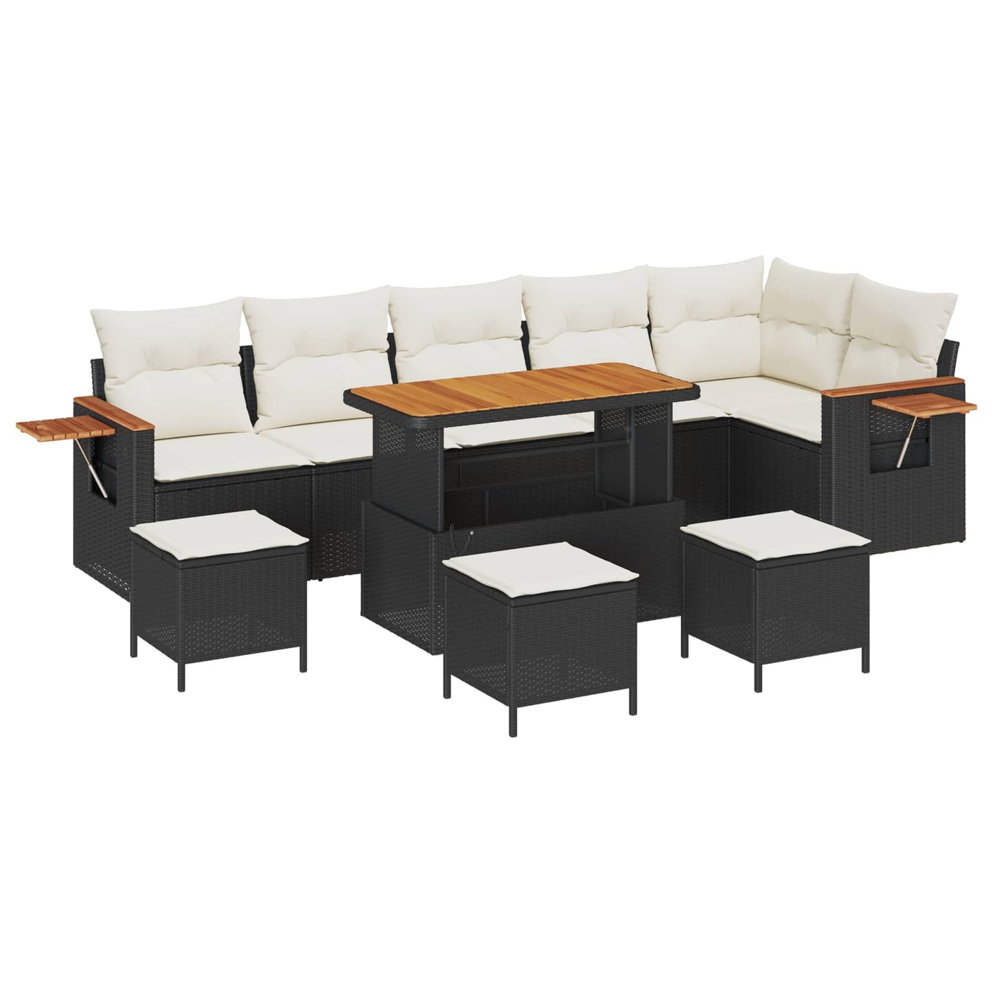 Set Divano da Giardino 10 pcs Nero polyrattan | homemem39