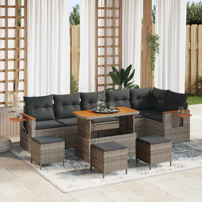 Set Divano da Giardino 10 pcs Grigio polyrattan | homemem39