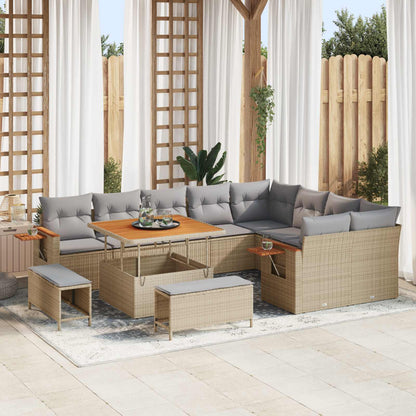 Set Divano da Giardino 12 pcs Beige polyrattan | homemem39